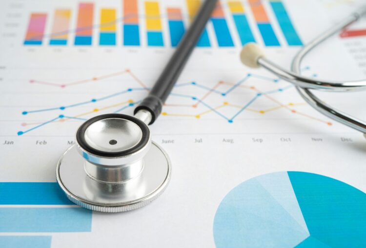 Stethoscope on graph paper, Finance, Account, Statistics, Investment, Analytic research data